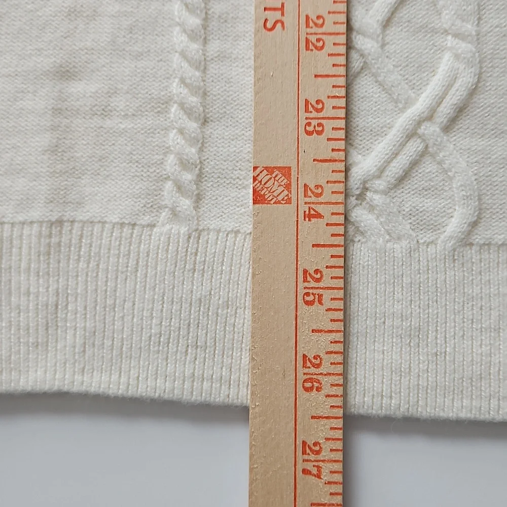 Talbots Cable Knit Sweater Cream Button Shouders 30% Lambswool 2X Soft Neutral